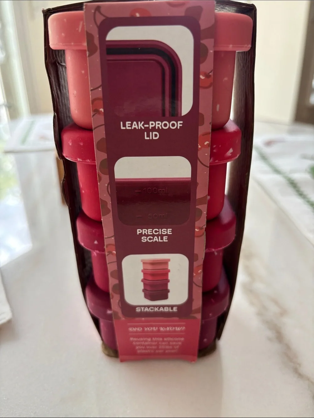 Stackable Pink Food Storage Cups - Set for Sauces, Dressings & Spreads
